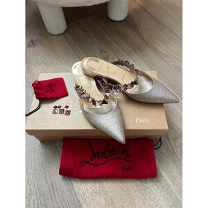 SOLD Christian Louboutin Planet Choc Flats Bronze / Pink Glitter